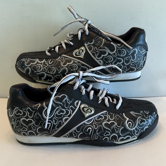 Dexter black and white Joan bowling sneakers heart patten slide rite sole 6 1/2 - Picture 10 of 14